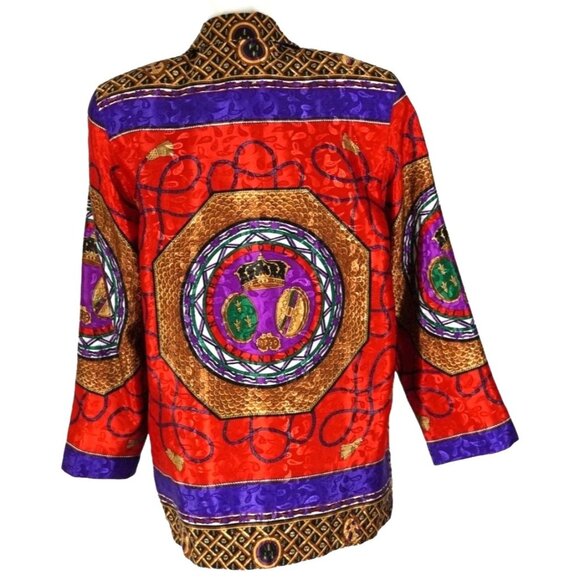 Vintage Silky Jaquard Baroque Blazer Jacket by Tres Chic Elegance with Ropes Cro - Picture 3 of 10